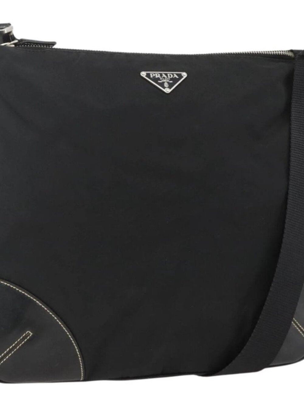 PRADA Shoulder Bag Nylon Black Silver Auth ka3541